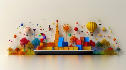 Obraz premium Colorful Paper Cityscape Concept