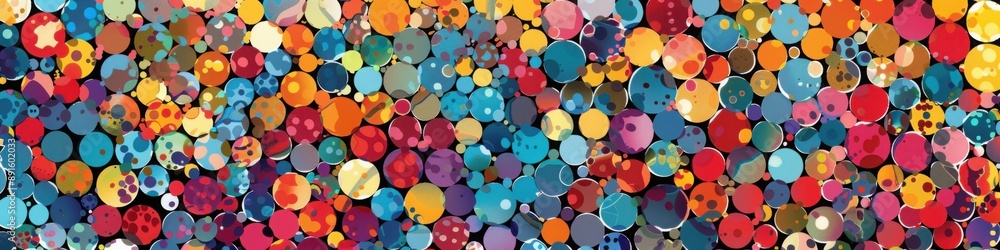 Poster a seamless pattern with digital illustrations of thousands of tiny circles