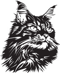 illustration of maine coon cat head