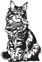 illustration of maine coon cat
