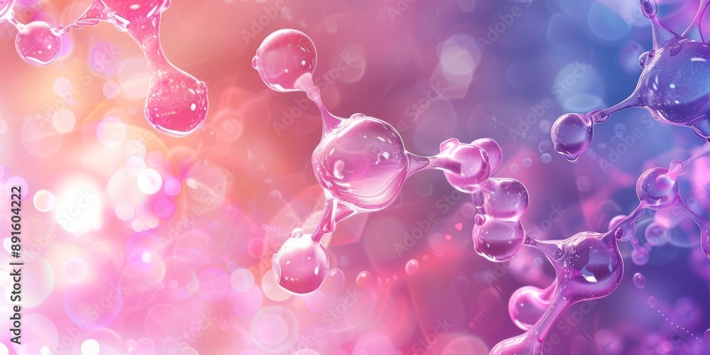 Aufkleber vibrant abstract representation of a molecular structure, featuring colorful bokeh effects and fluid