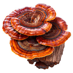 Reishi mushroom, Ganoderma lucidum isolated on white or transparent background 