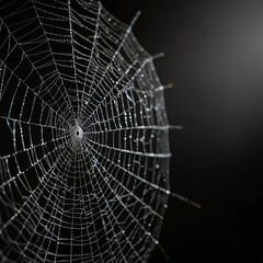 Obraz premium Spider web on a black background.