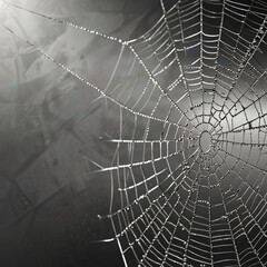Obraz premium Spider web on a grey background.