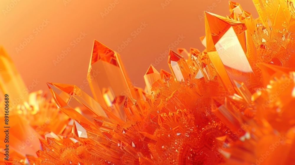 Poster vibrant orange 3d abstract background showcasing dynamic crystal structures with intricate details