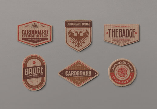 Cardboard Badge Mockup Set