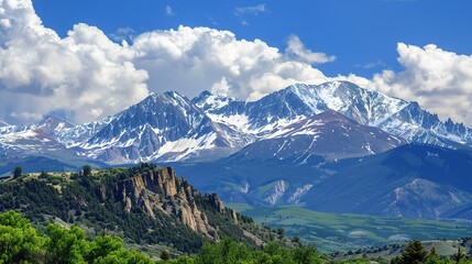 Snow-Capped Mountains in the Colorado Rocky Mountains on a Sunny Day
