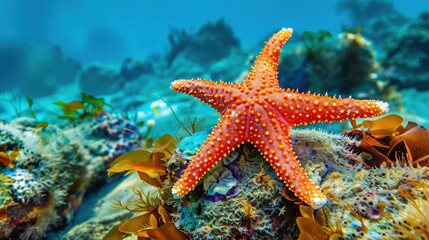 Tranquil Starfish Resting on Colorful Ocean Floor