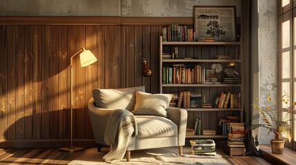 A cozy reading nook with a comfortable armchair