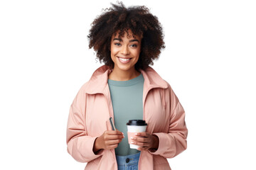 Fashionable young black woman in casual chic outfit with a bright smile Isolated on white background