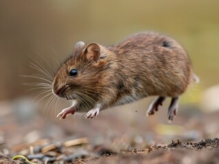 Close-up of a Vortex Vole Exploring its Natural Habitat