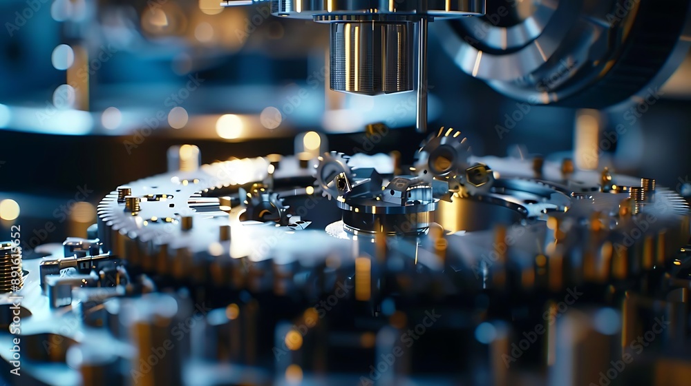 Poster 3d illustration of a machine with cogs and gears