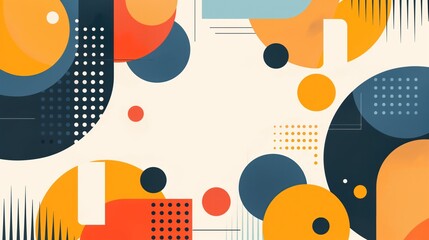 Obraz premium Dynamic shapes arrangement, colorful abstract art, balanced layout, flat design illustration