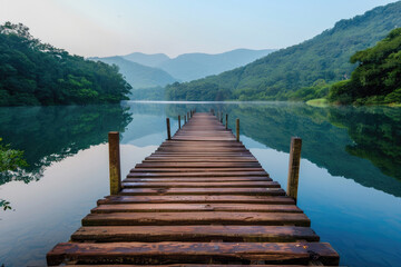 wooden pier on lake
