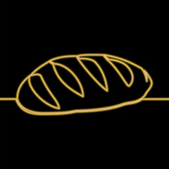 Fresh bread loaf Bakery icon neon glow vector illustration concept
