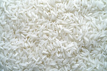  top view of white rice background, close up