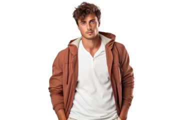 Confident person in fashionable urban outfit looking assertive Isolated on white background