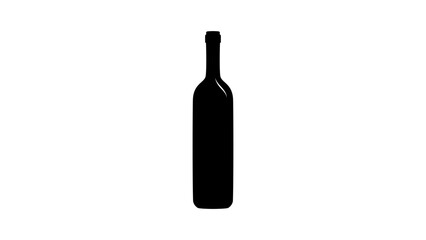 Wine Bottle emblem, black isolated silhouette