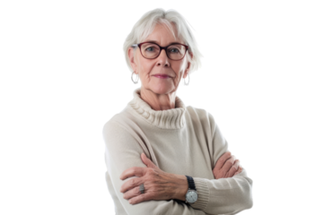 Confident senior woman with arms crossed Isolated on white background