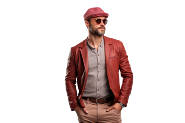 Confident person in fashionable urban outfit looking assertive Isolated on white background