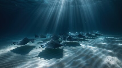 Graceful Formation of Rays Gliding Through Water
