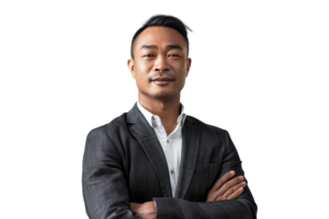 Ethnic man in formal suit adjusting his tie Isolated on white background