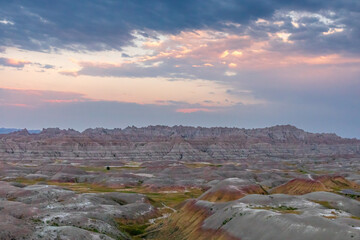 Sunrise Over the Majestic Badlands A Panoramic View of South Dakota’s Rugged Terrain in Badlands National Park