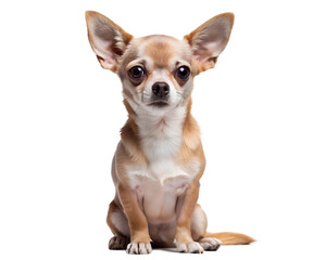 Obraz premium Cute Chihuahua Sitting with One Ear Up Isolated on White. Perfect for: Pet Adoption Day, Dog Show, Veterinary Clinic