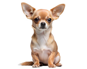 Obraz premium Cute Chihuahua Sitting with One Ear Up Isolated on White. Perfect for: Pet Adoption Day, Dog Show, Veterinary Clinic