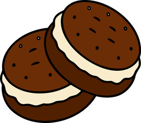 Chocolate cookies and cream filling. PNG.