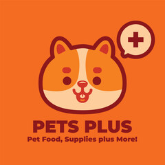 Cute Hamster Pets Plus Logo Design