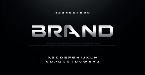 Brand Minimal font creative modern alphabet. Typography with regular and number. minimalist style fonts set. vector illustration