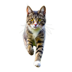 Obraz premium Isolated Running Cat on White Background. Perfect for: Pet Shows, Animal Rescues, Cat Cafes