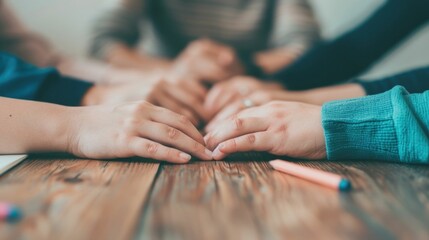 Obraz premium Teacher guiding and supporting a group of students as they work together on a collaborative group project in a classroom setting focusing on teamwork problem solving and academic learning