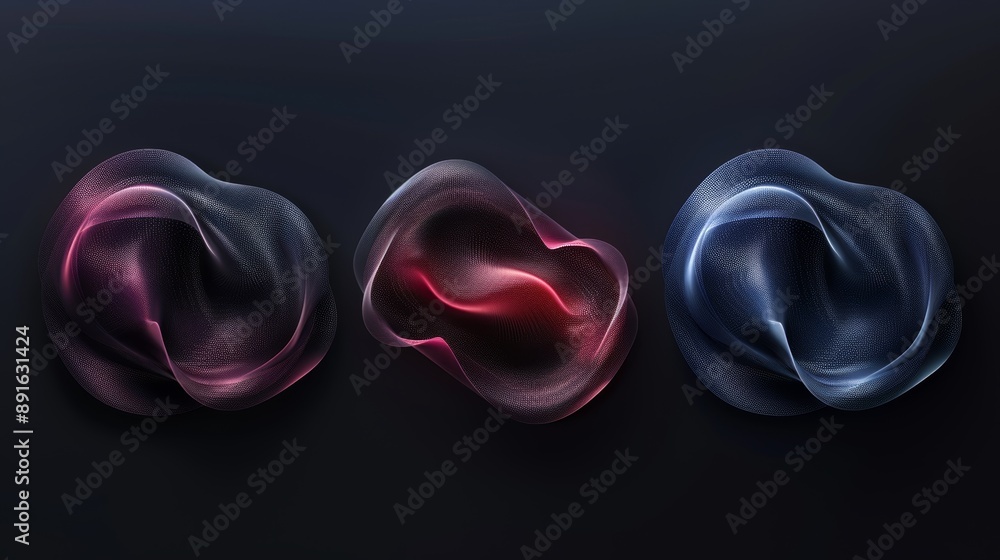 Aufkleber abstract dark background with three vibrant fluid shapes, featuring a mesmerizing mix of colors and 