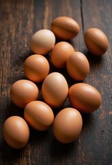 Eggs on a wooden surface