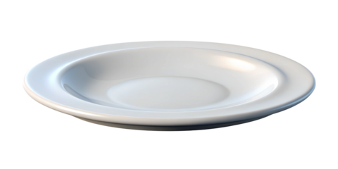 Isolated White Plate with Natural Light and Fine Grain on White Background. Perfect for: Culinary Classes, Tableware Promotions, Minimalist Decor