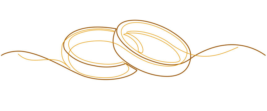 Wedding ring line art vector illustration, one line vector illustration