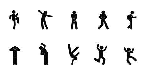 Fototapeta premium human figure icon, set of human stick silhouettes