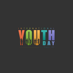 International youth day celebration, 12 August, suitable for greeting cards, banners etc.