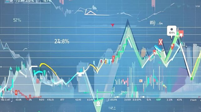 An animated concept of share prices and charts.