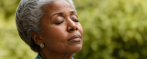 Serene Elderly Woman Meditating Outdoors