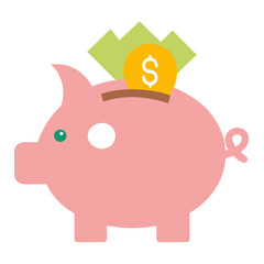 piggy bank and money Illustration SVG