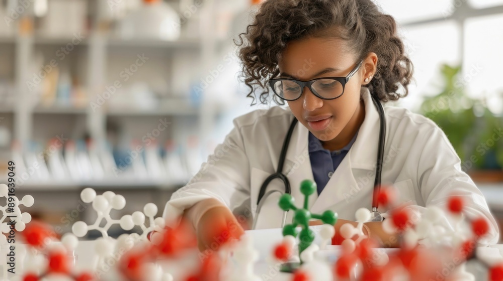 Poster high school biology instructor teaching advanced science concepts using interactive models and to pr