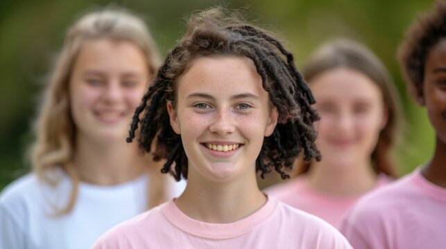 Instructor mentoring high school students in a volunteer program focusing on social growth community service and civic engagement  The image depicts a hands on