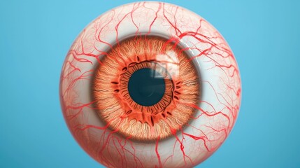 Highly Detailed and Textured Eye Anatomy Chart Showing the Intricate Structures of the Retina Cornea and Optic Nerve in Deep Depth of Field Closeup