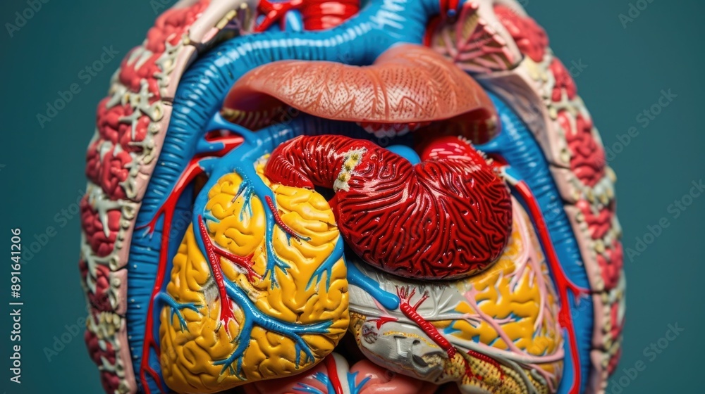 Poster detailed anatomical model of the human stomach showcasing the intricate gastric lining and sphincter