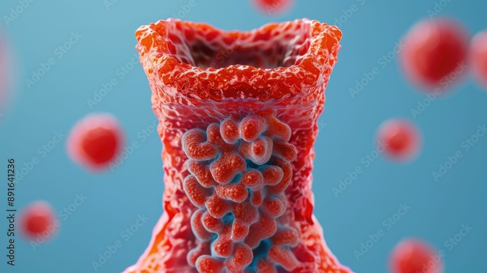 Poster detailed digital showcasing the internal structure and function of the thyroid gland including the p