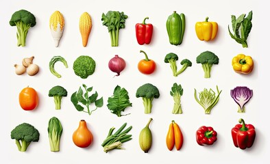 Fresh Vegetables and Fruits Flat Lay.