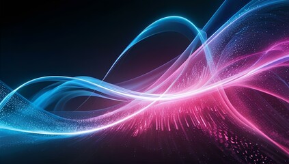 Fototapeta premium The image shows an abstract digital design featuring vibrant, flowing light forms.